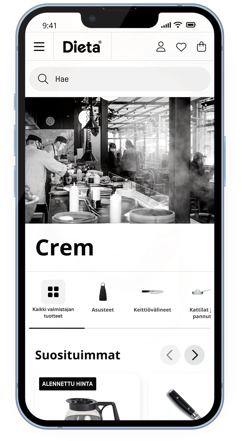 Brand specific mobile catalogue of products on the Dieta b2b e-commerce website