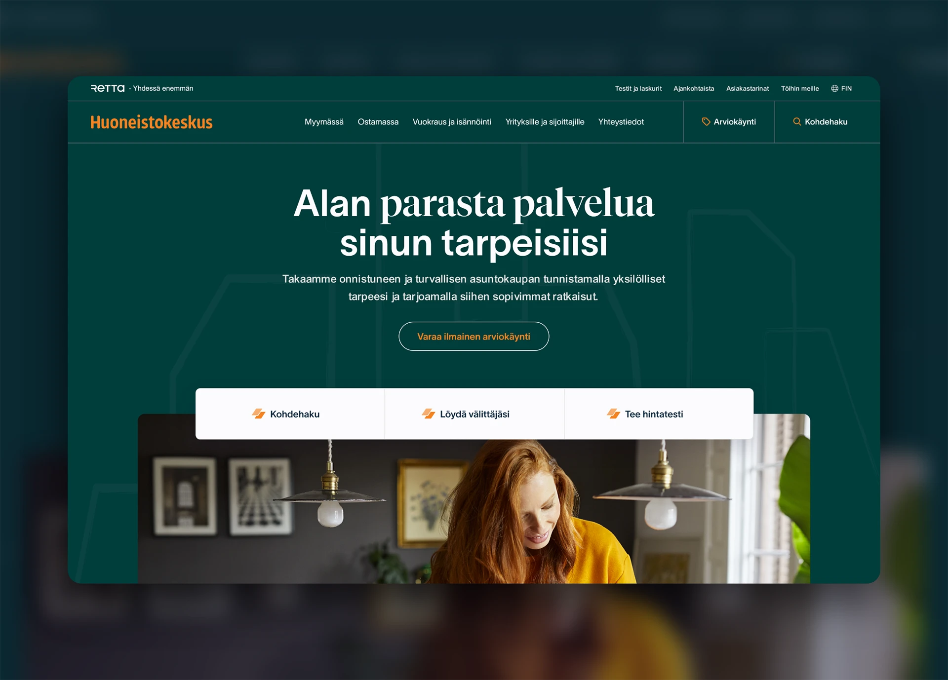 Layout image of the Huoneistokeskus web page